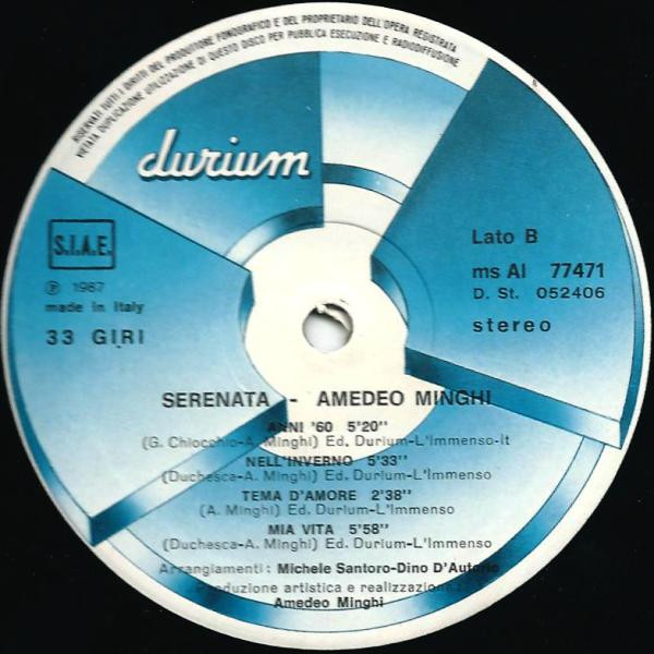 Amedeo Minghi - Serenata | Durium (ms AI 77471) - 4 Amedeo Minghi - Serenata | Durium (ms AI 77471) - 4