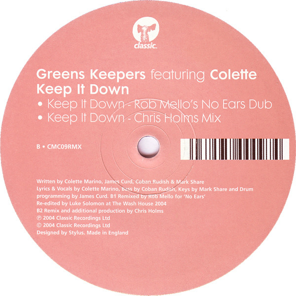 Greens Keepers Featuring Colette - Keep It Down | Classic (CMC09RMX) - 4