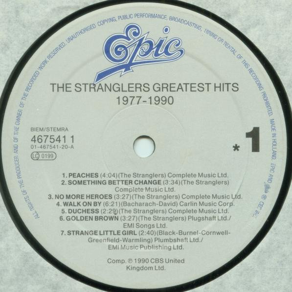 The Stranglers - Greatest Hits 1977 - 1990 | Epic (467541 1) - 3