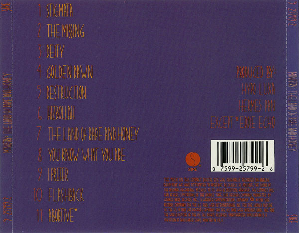 Ministry - The Land Of Rape And Honey | Sire (9 25799-2) - 2
