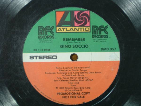 Gino Soccio - Remember | Atlantic (DMD 357) - main
