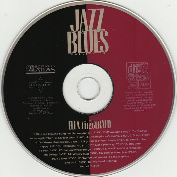 Ella Fitzgerald - Jazz & Blues Collection | Editions Atlas (WIS CD 601) - 3 Ella Fitzgerald - Jazz & Blues Collection | Editions Atlas (WIS CD 601) - 3