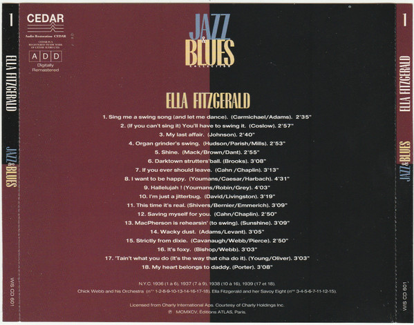 Ella Fitzgerald - Jazz & Blues Collection | Editions Atlas (WIS CD 601) - 2 Ella Fitzgerald - Jazz & Blues Collection | Editions Atlas (WIS CD 601) - 2