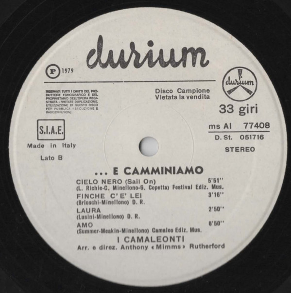 I Camaleonti - ...E Camminiamo | Durium (Ms AI 77408) - 7