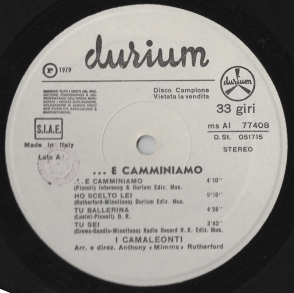 I Camaleonti - ...E Camminiamo | Durium (Ms AI 77408) - 8