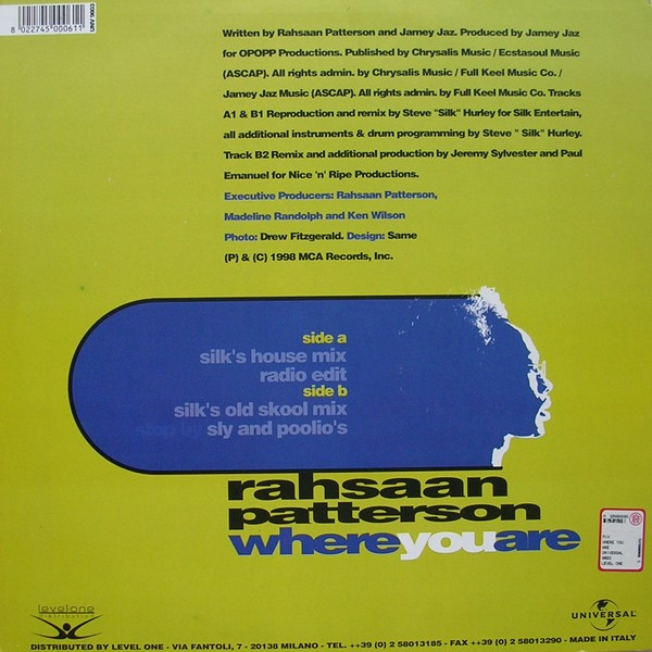 Rahsaan Patterson - Where You Are | Universal (UNV 9803) - 2 Rahsaan Patterson - Where You Are | Universal (UNV 9803) - 2