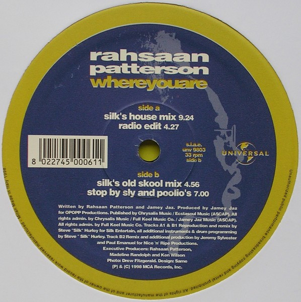 Rahsaan Patterson - Where You Are | Universal (UNV 9803) - 3 Rahsaan Patterson - Where You Are | Universal (UNV 9803) - 3