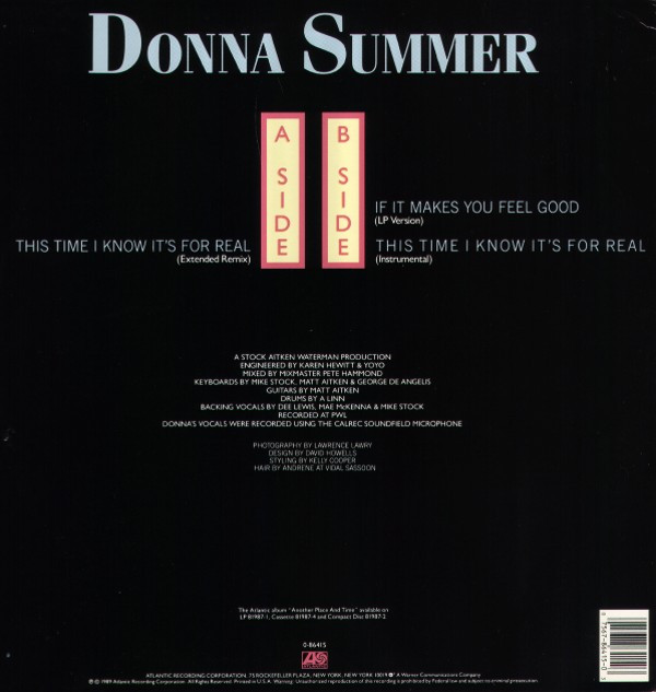 Donna Summer - This Time I Know It's For Real | Atlantic (0-86415) - 2