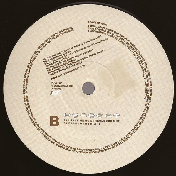Matthew Herbert - Leave Me Now | !K7 Records (!K7097EP) - 3