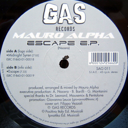 Mauro Alpha - Escape E.P. | GAS Records (SAG 011)