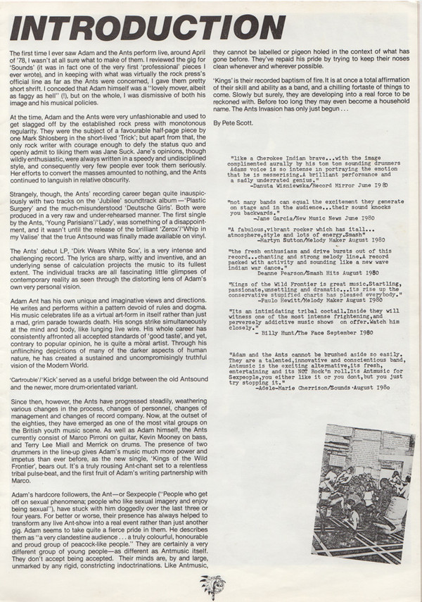 Adam And The Ants - Kings Of The Wild Frontier | CBS (84549) - 9 Adam And The Ants - Kings Of The Wild Frontier | CBS (84549) - 9