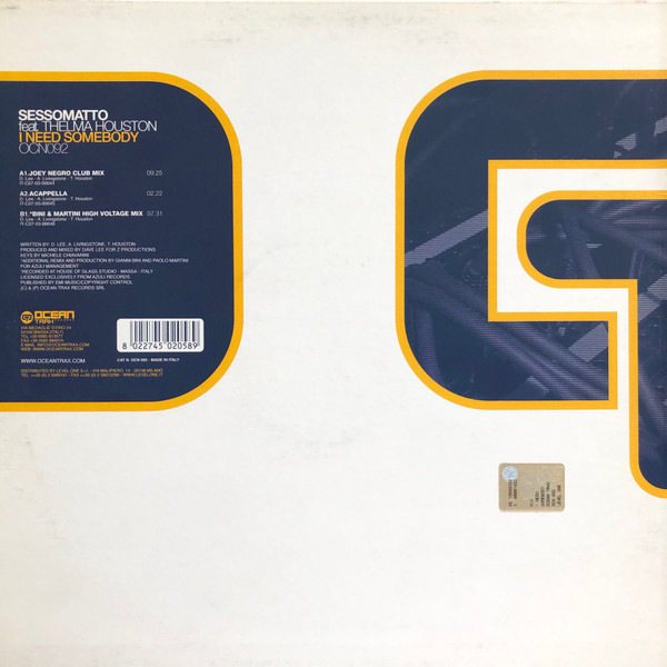 Sessomatto Feat. Thelma Houston - I Need Somebody | Ocean Trax (OCN092) - 2 Sessomatto Feat. Thelma Houston - I Need Somebody | Ocean Trax (OCN092) - 2
