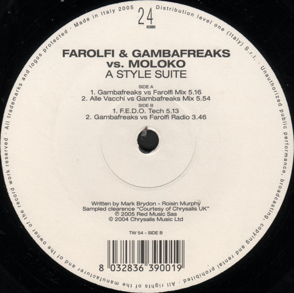 Farolfi  &  Gambafreaks  &  Moloko - A Style Suite | 24 Records (TW 54) - 3