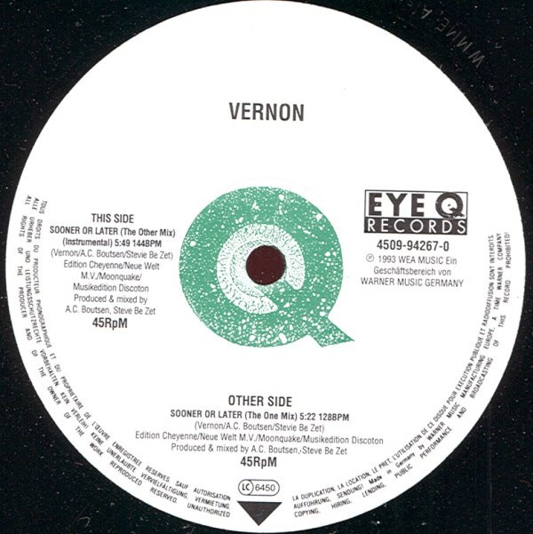 Vernon - Sooner Or Later | Eye Q Records (4509-94267-0) - 3 Vernon - Sooner Or Later | Eye Q Records (4509-94267-0) - 3