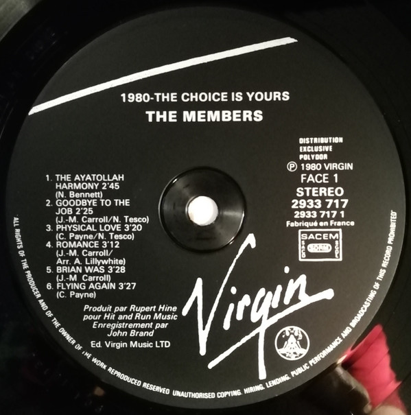 The Members - 1980 - The Choice Is Yours | Virgin (2933 717) - 3 The Members - 1980 - The Choice Is Yours | Virgin (2933 717) - 3