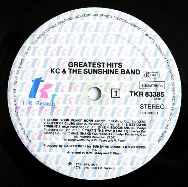 KC & The Sunshine Band - Greatest Hits | T.K. Records (TKR 83385) - 3