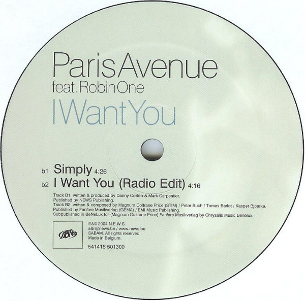 Paris Avenue Feat. Robin One - I Want You | 541 (541416 501300) - 4 Paris Avenue Feat. Robin One - I Want You | 541 (541416 501300) - 4