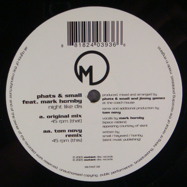 Phats & Small - Night Like Dis | Mutant Disc (MUTANT 011) - 2