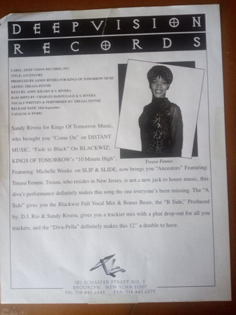 Sandy Rivera Presents Kings Of Tomorrow Featuring Treasa Fennie - Ancestors | Deep Vision Records (DVR02) - main