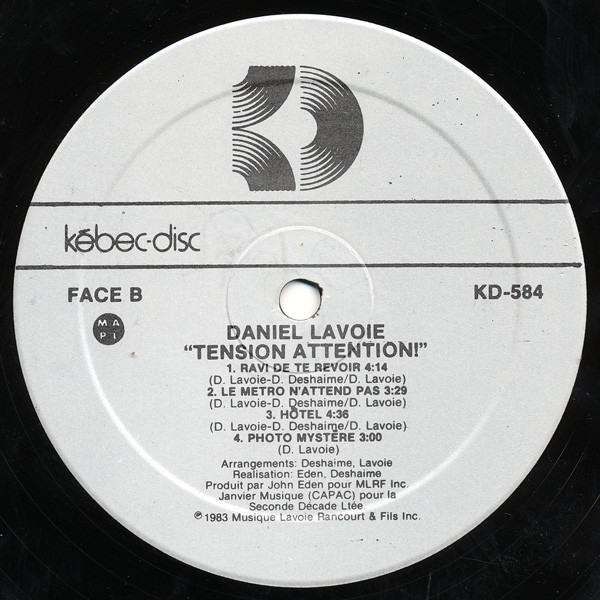 Daniel Lavoie - Tension Attention | Kébec-Disc (KD-584) - 4 Daniel Lavoie - Tension Attention | Kébec-Disc (KD-584) - 4