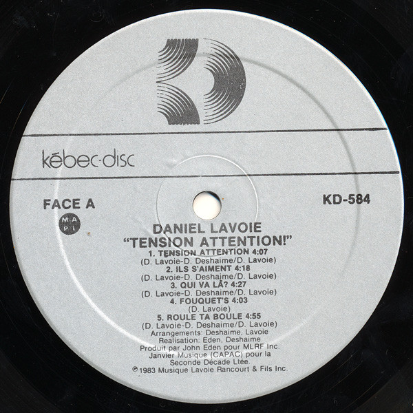 Daniel Lavoie - Tension Attention | Kébec-Disc (KD-584) - 3 Daniel Lavoie - Tension Attention | Kébec-Disc (KD-584) - 3