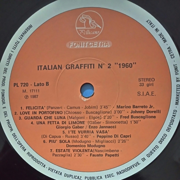 Various - Italian Graffiti 2 - 1960 | Fonit Cetra (PL 720) - 4 Various - Italian Graffiti 2 - 1960 | Fonit Cetra (PL 720) - 4