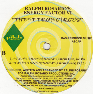 Ralphi Rosario 's Energy Factor - Theme From Circus | Pitch Records (PR-004) - 2