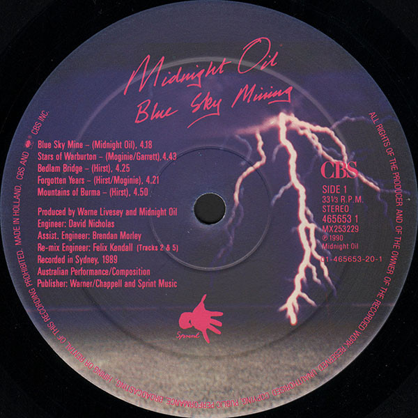 Midnight Oil - Blue Sky Mining | CBS (465653 1) - 3 Midnight Oil - Blue Sky Mining | CBS (465653 1) - 3