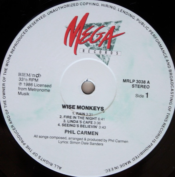 Phil Carmen - Wise Monkeys | Mega Records (MRLP 3038) - 3