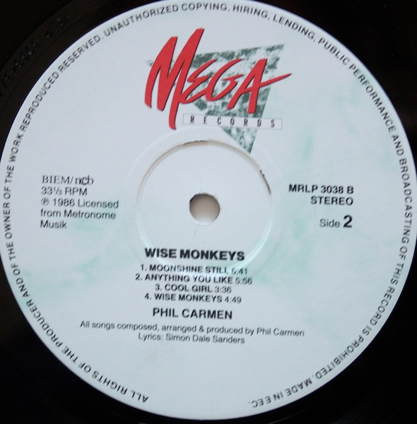 Phil Carmen - Wise Monkeys | Mega Records (MRLP 3038) - 4