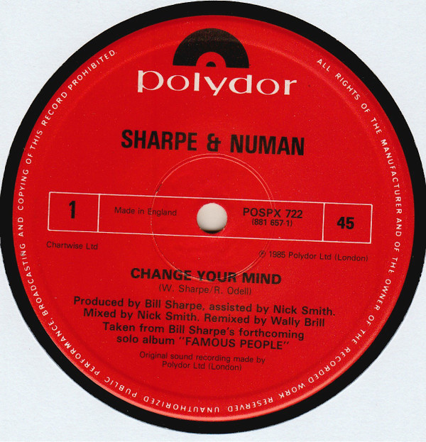 Sharpe And Numan - Change Your Mind | Polydor (POSPX 722) - 3 Sharpe And Numan - Change Your Mind | Polydor (POSPX 722) - 3