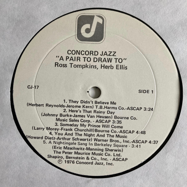 Herb Ellis & Ross Tompkins - A Pair To Draw To | Concord Jazz (CJ-17) - 3