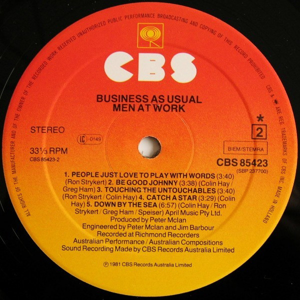 Men At Work - Business As Usual | CBS (85423) - 4