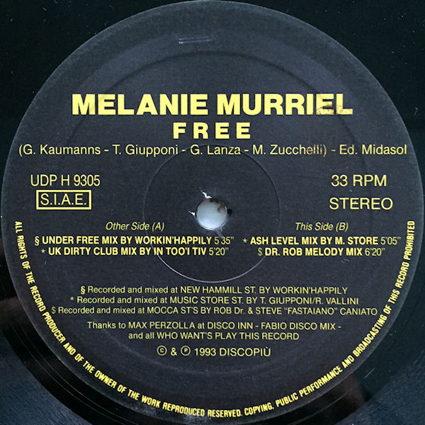 Melanie Murriel - Free | UDP Happy (UDP H 9305) - 3