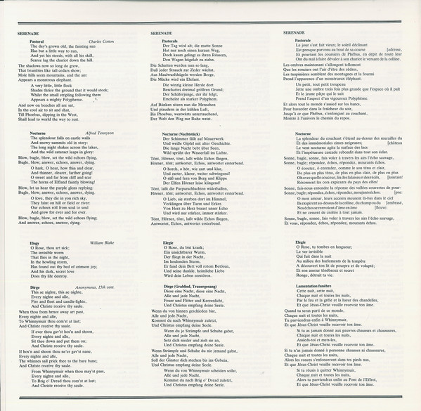 Serenade For Tenor, Horn & Strings · Les Illuminations