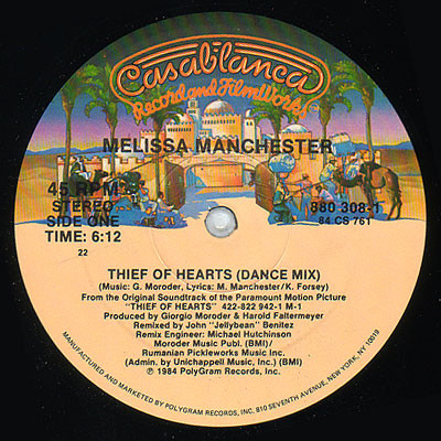 Melissa Manchester - Thief Of Hearts | Casablanca (880 308-1)