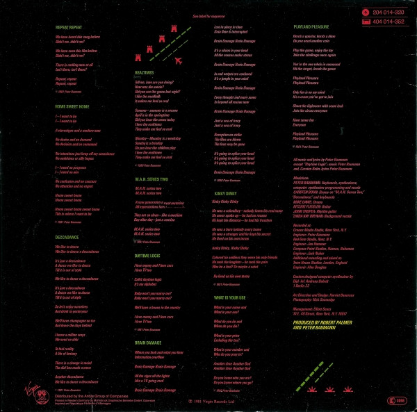 Peter Baumann - Repeat Repeat | Virgin (204 014) - 2