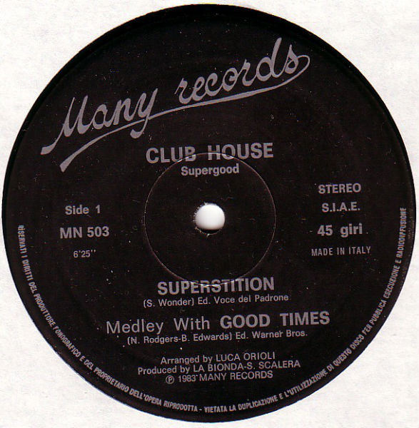 Club House - Superstition Medley With Good Times | Many Records (MN 503) - main