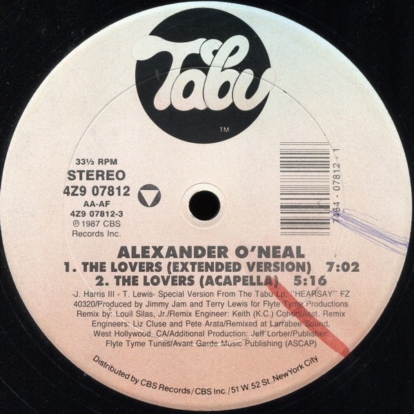 Alexander O'Neal - The Lovers (Special 12" Mixes) | Tabu Records (4Z9 07812) - 3