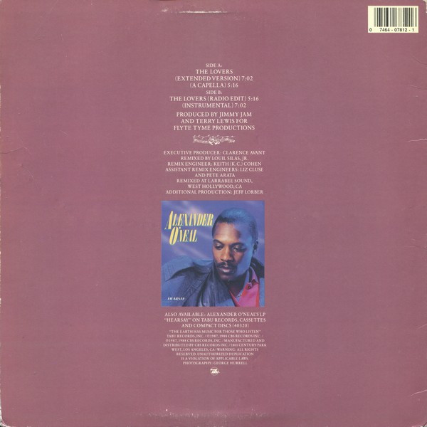 Alexander O'Neal - The Lovers (Special 12" Mixes) | Tabu Records (4Z9 07812) - 2
