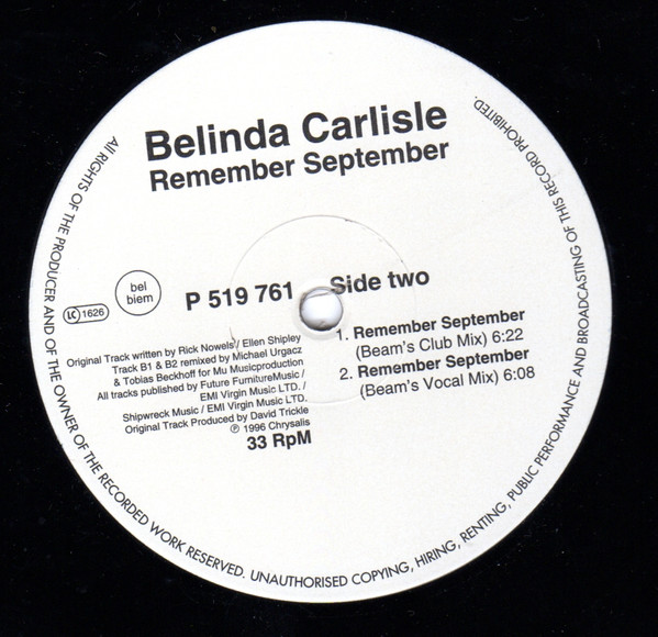 Belinda Carlisle - Remember September | EMI (P 519 761) - 2 Belinda Carlisle - Remember September | EMI (P 519 761) - 2