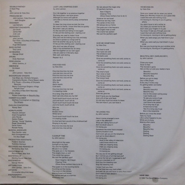 John Lennon & Yoko Ono - Double Fantasy | Geffen Records (XGHS 2001) - 5