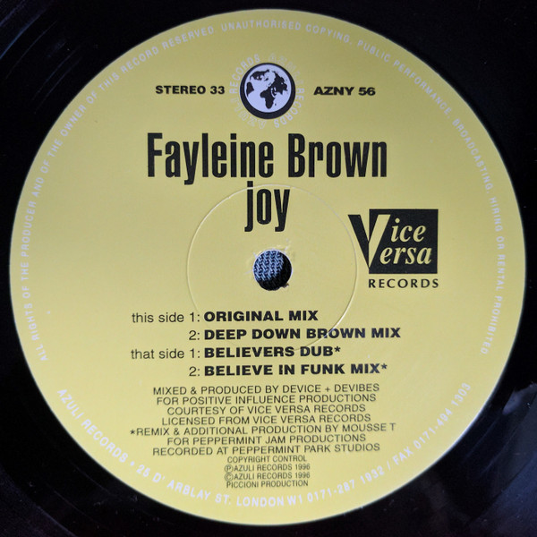 Fayleine Brown - Joy | Azuli Records (AZNY 56) - 2 Fayleine Brown - Joy | Azuli Records (AZNY 56) - 2