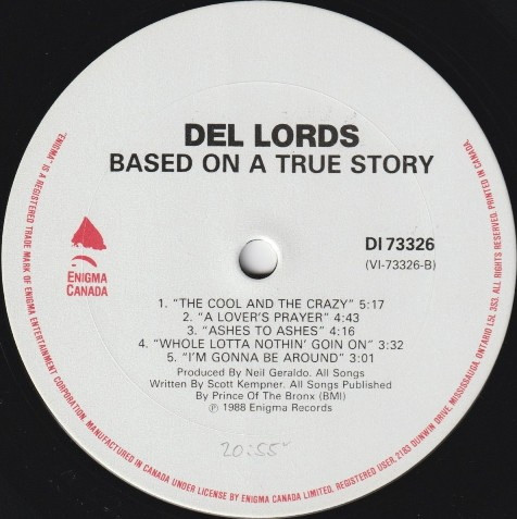 The Del-Lords - Based On A True Story [Vinyl] | Enigma Canada (DI 73326) - 4