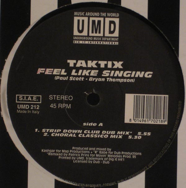 Taktix - Feel Like Singing | Underground Music Department (UMD) (UMD 212) - 2 Taktix - Feel Like Singing | Underground Music Department (UMD) (UMD 212) - 2