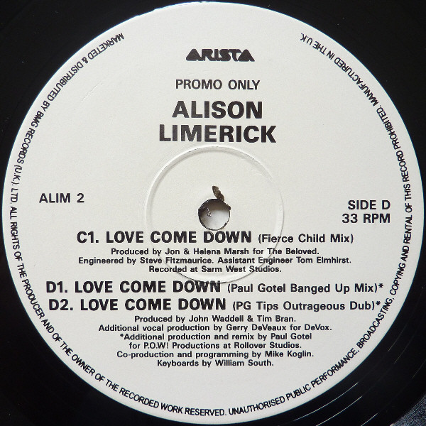 Alison Limerick - Love Come Down | Arista (ALIM 2) - 5 Alison Limerick - Love Come Down | Arista (ALIM 2) - 5