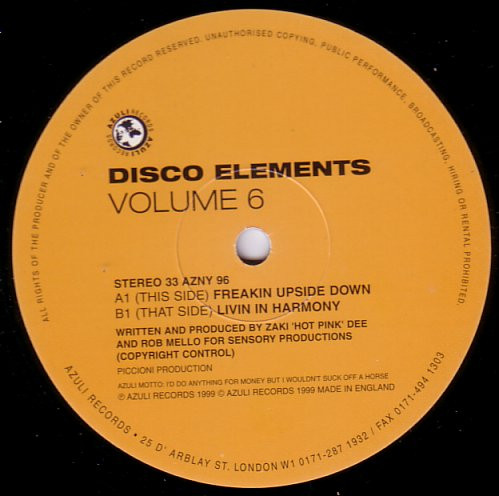 Disco Elements - Volume 6 | Azuli Records (AZNY 96) - 2