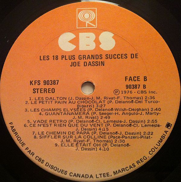 Joe Dassin - Les 18 Plus Grands Succès De Joe Dassin | CBS (KFS-90387) - 4 Joe Dassin - Les 18 Plus Grands Succès De Joe Dassin | CBS (KFS-90387) - 4