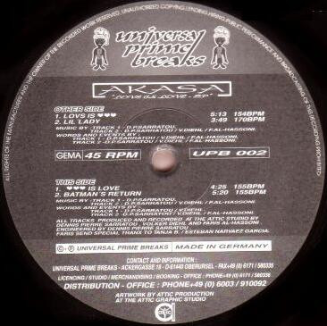 Akasa - Love Is Love EP | Universal Prime Breaks (UPB 002)