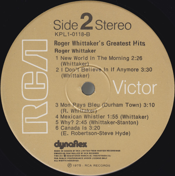 Roger Whittaker - Greatest Hits | RCA Victor (KPL1-0118) - 4 Roger Whittaker - Greatest Hits | RCA Victor (KPL1-0118) - 4